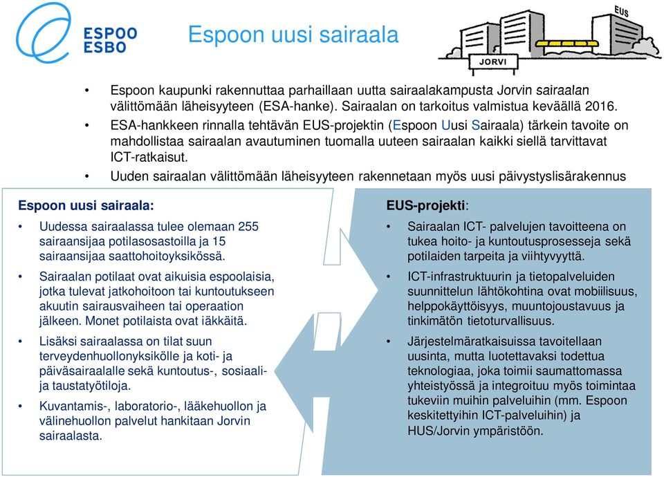 Uuden sairaalan välittömään läheisyyteen rakennetaan myös uusi päivystyslisärakennus Espoon uusi sairaala: Uudessa sairaalassa tulee olemaan 255 sairaansijaa potilasosastoilla ja 15 sairaansijaa