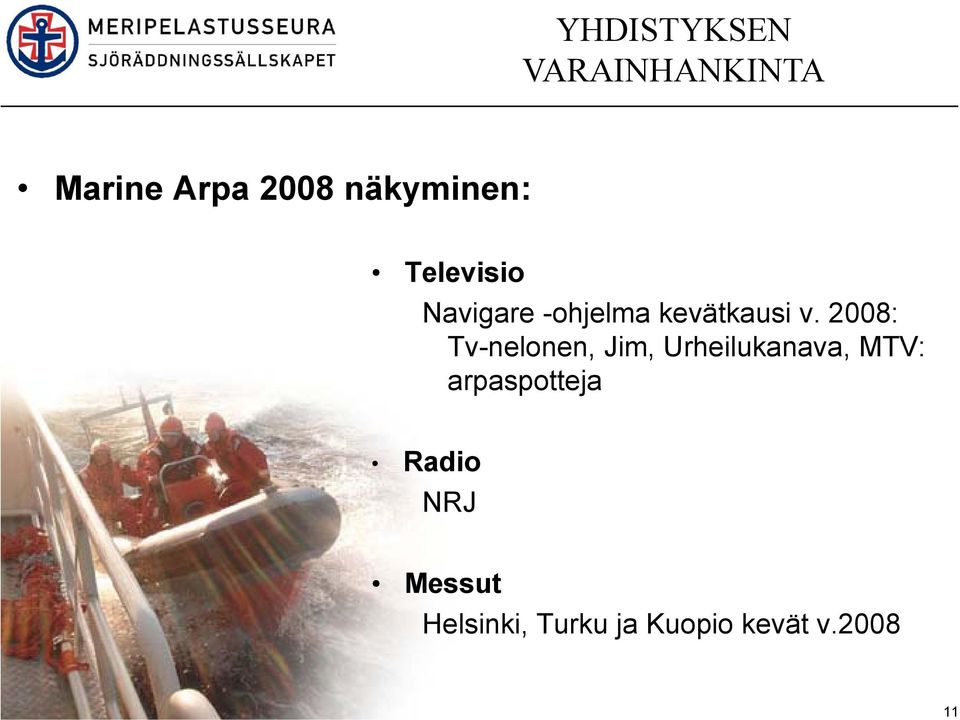 .2.2004 11 Marine Arpa 2008 näkyminen: Televisio i Navigare