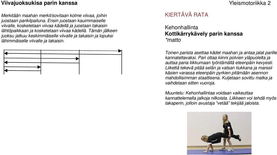 Tämän jälkeen juoksu jatkuu keskimmäiselle viivalle ja takaisin ja lopuksi lähimmäiselle viivalle ja takaisin.