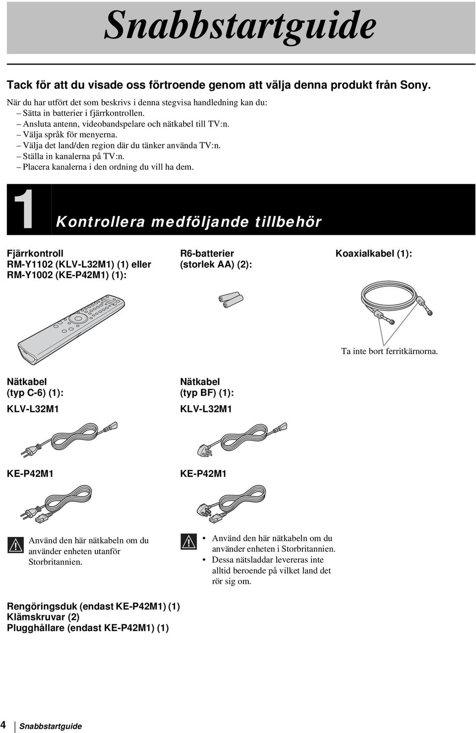 Välja det land/den region där du tänker använda TV:n. Ställa in kanalerna på TV:n. Placera kanalerna i den ordning du vill ha dem.