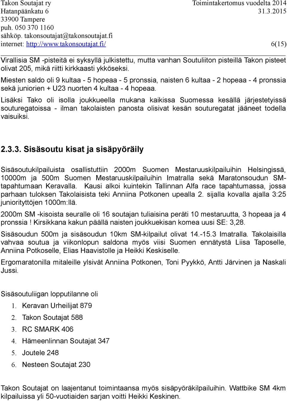 Miesten saldo oli 9 kultaa - 5 hopeaa - 5 pronssia, naisten 6 kultaa - 2 hopeaa - 4 pronssia sekä juniorien + U23 nuorten 4 kultaa - 4 hopeaa.