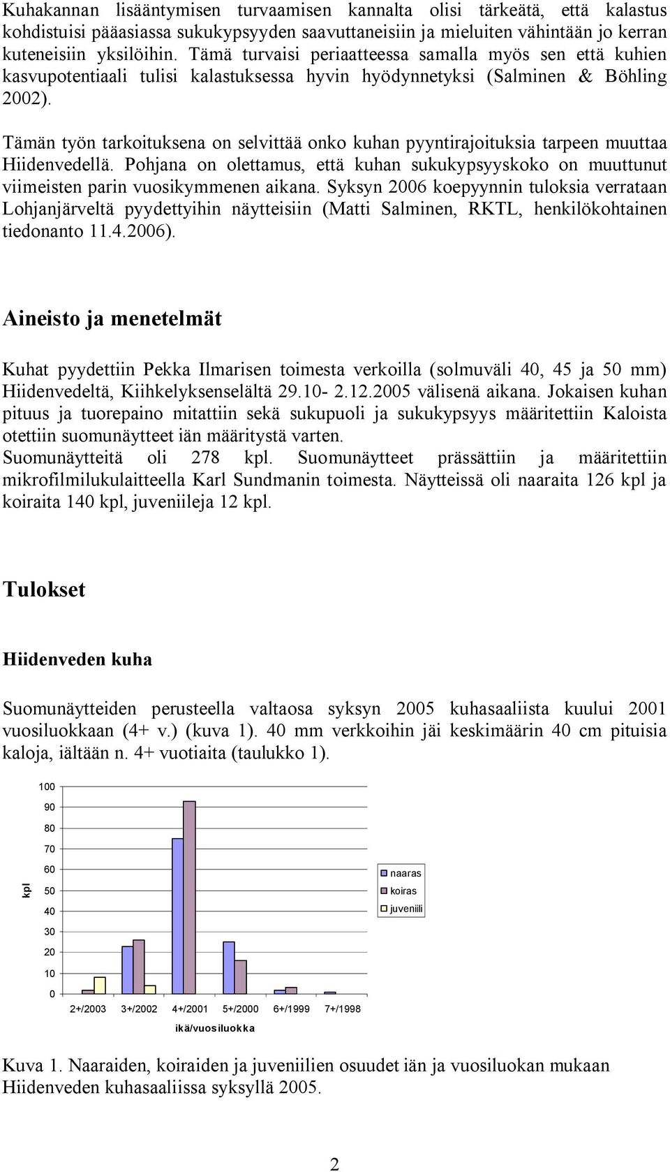 Tämän työn tarkoituksena on selvittää onko kuhan pyyntirajoituksia tarpeen muuttaa Hiidenvedellä. Pohjana on olettamus, että kuhan sukukypsyyskoko on muuttunut viimeisten parin vuosikymmenen aikana.