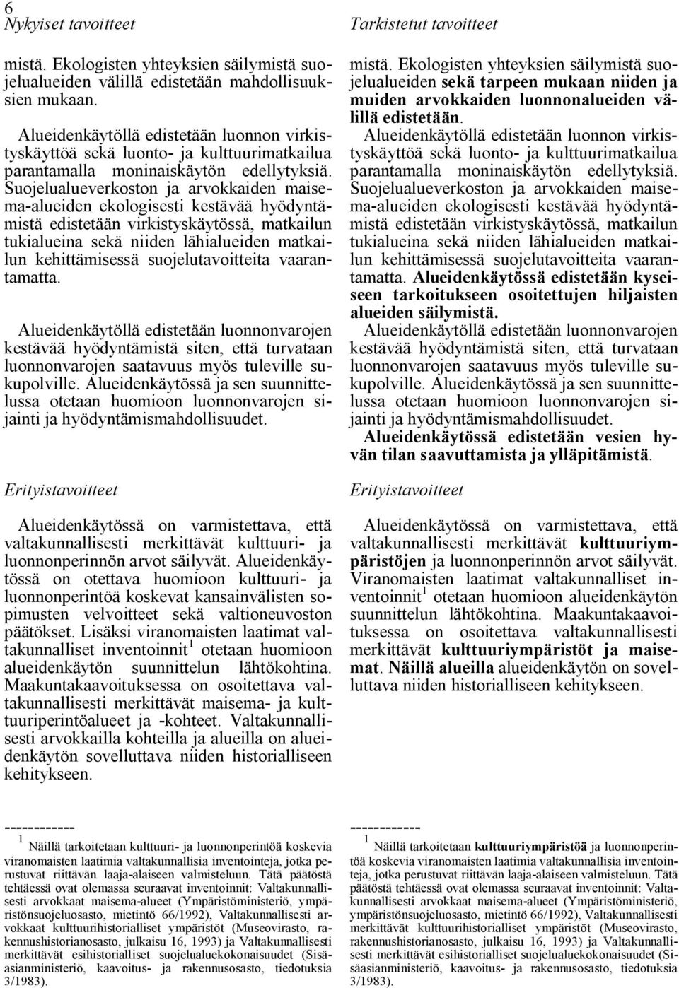 Suojelualueverkoston ja arvokkaiden maisema alueiden ekologisesti kestävää hyödyntämistä edistetään virkistyskäytössä, matkailun tukialueina sekä niiden lähialueiden matkailun kehittämisessä