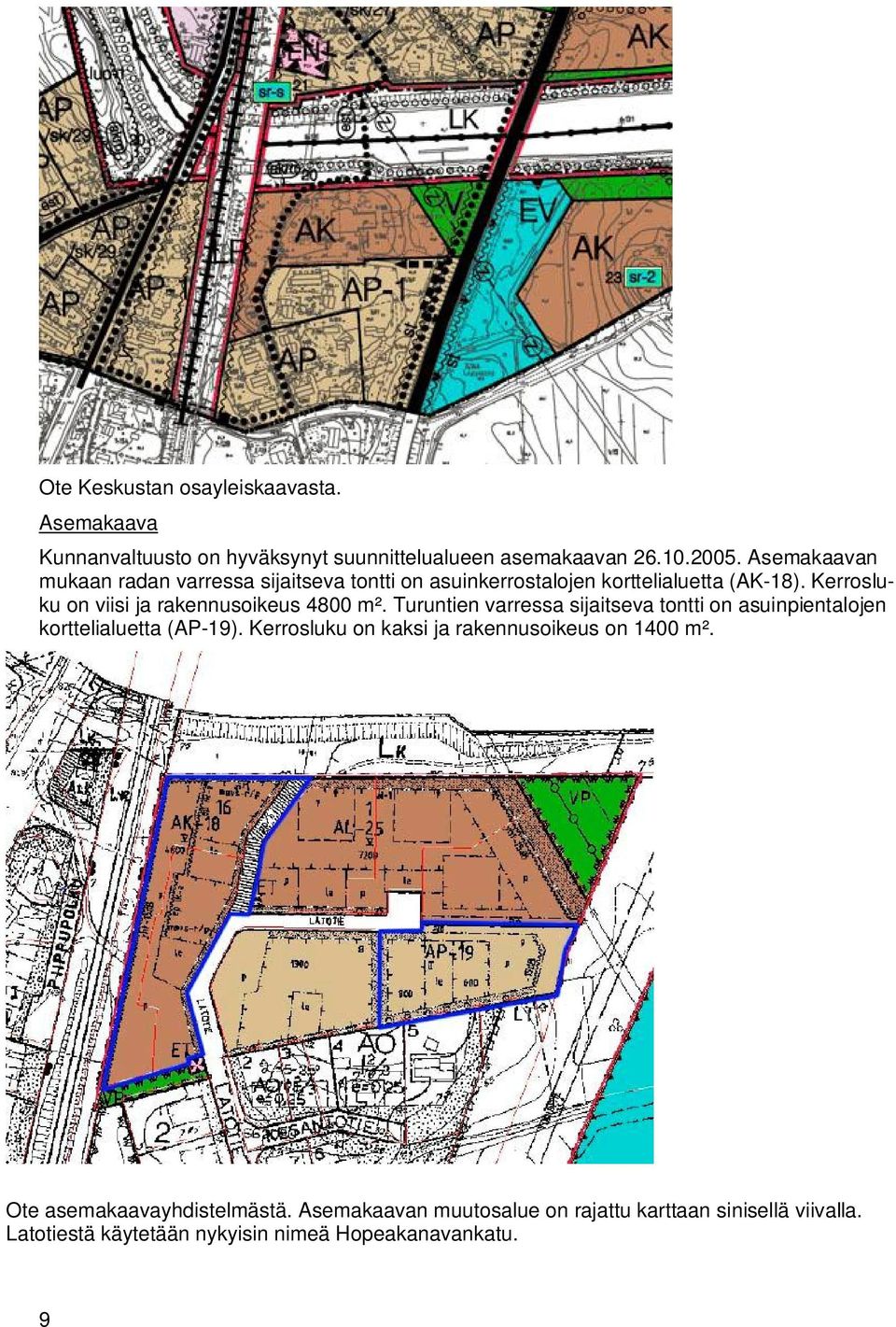 Kerrosluku on viisi ja rakennusoikeus 4800 m². Turuntien varressa sijaitseva tontti on asuinpientalojen korttelialuetta (AP-19).