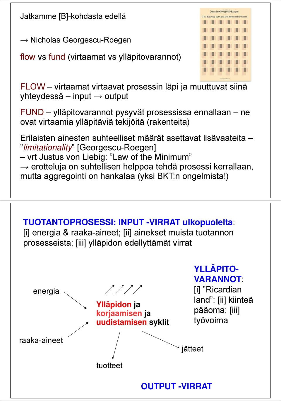 vrt Justus von Liebig: Law of the Minimum erotteluja on suhtellisen helppoa tehdä prosessi kerrallaan, mutta aggregointi on hankalaa (yksi BKT:n ongelmista!