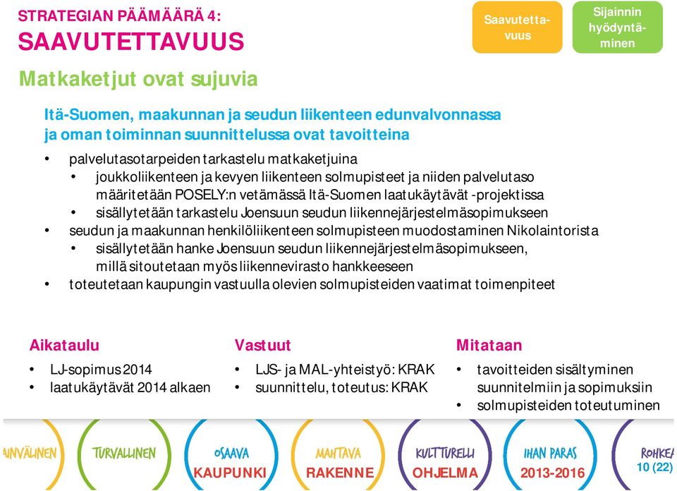 sisällytetään tarkastelu Joensuun seudun liikennejärjestelmäsopimukseen seudun ja maakunnan henkilöliikenteen solmupisteen muodostaminen Nikolaintorista sisällytetään hanke Joensuun seudun