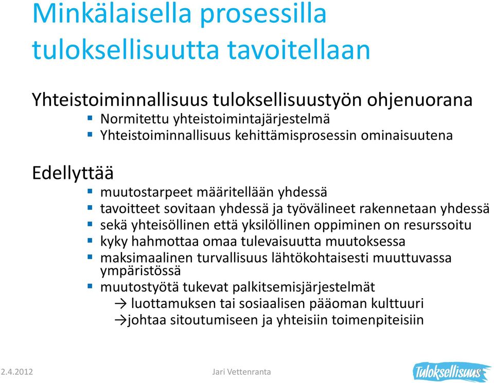 sekä yhteisöllinen että yksilöllinen oppiminen on resurssoitu kyky hahmottaa omaa tulevaisuutta muutoksessa maksimaalinen turvallisuus lähtökohtaisesti muuttuvassa