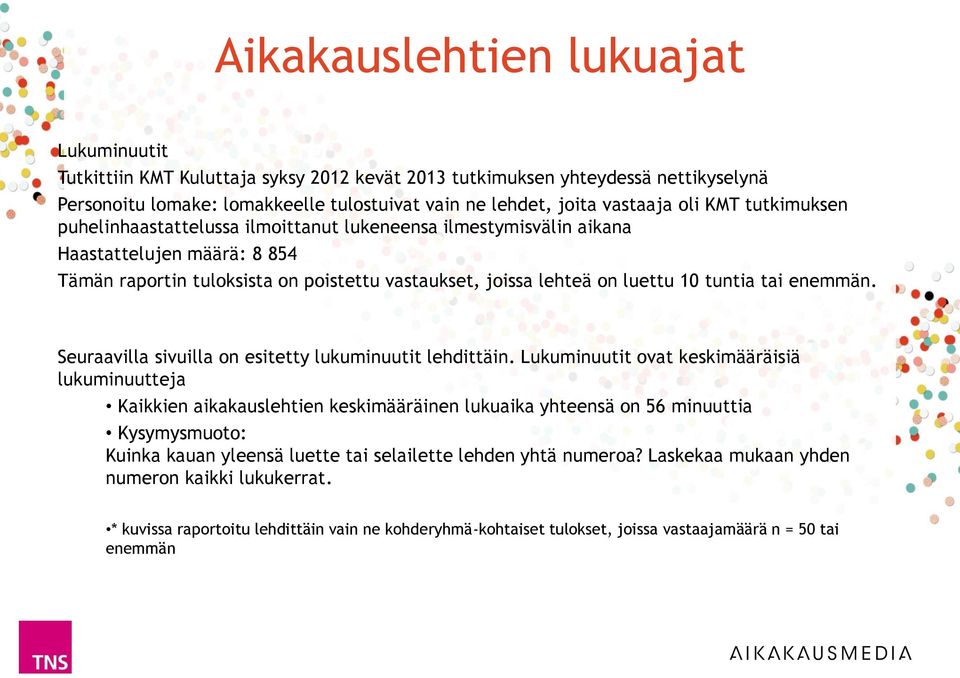 tai enemmän. Seuraavilla sivuilla on esitetty lukuminuutit lehdittäin.