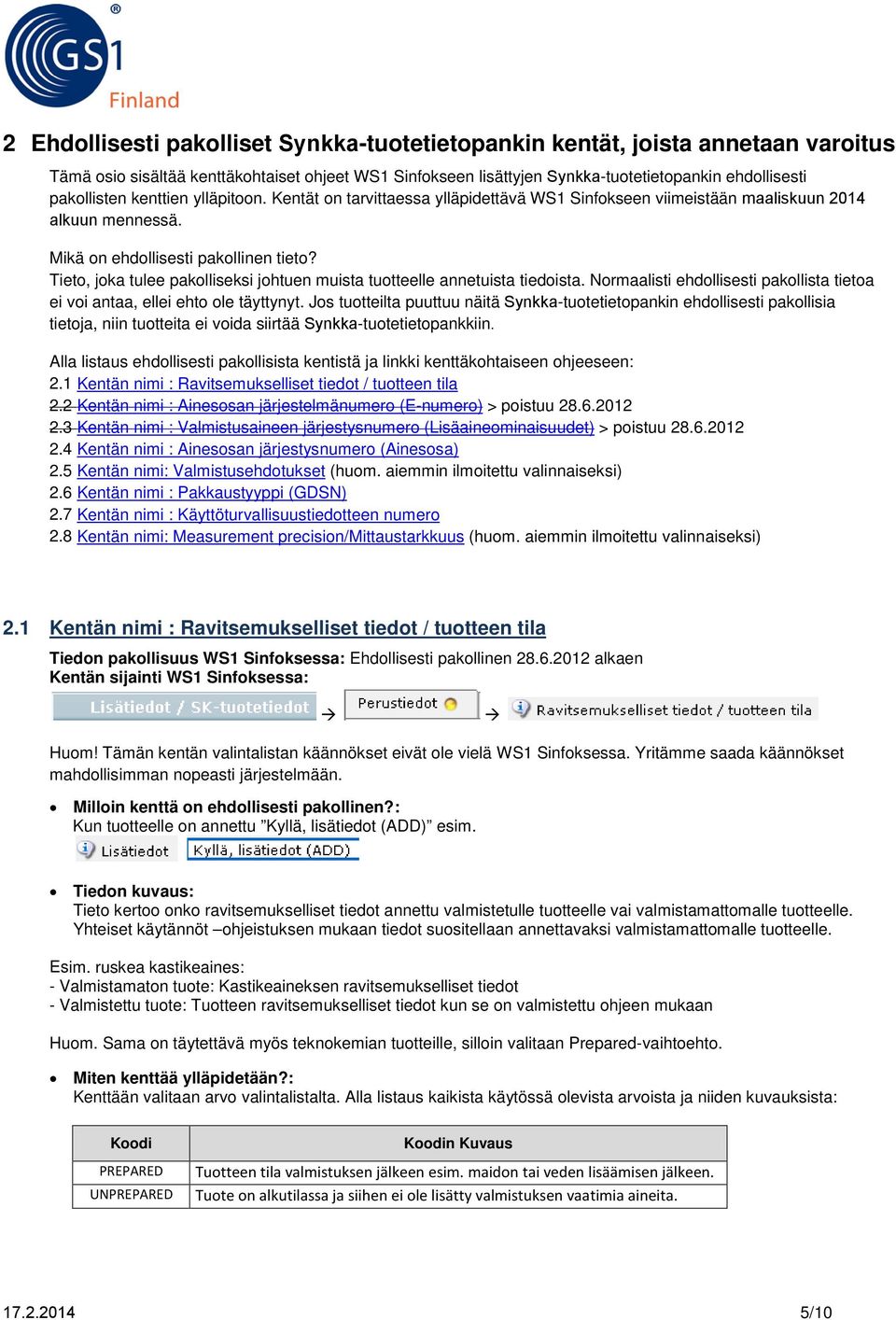 Tieto, joka tulee pakolliseksi johtuen muista tuotteelle annetuista tiedoista. Normaalisti ehdollisesti pakollista tietoa ei voi antaa, ellei ehto ole täyttynyt.