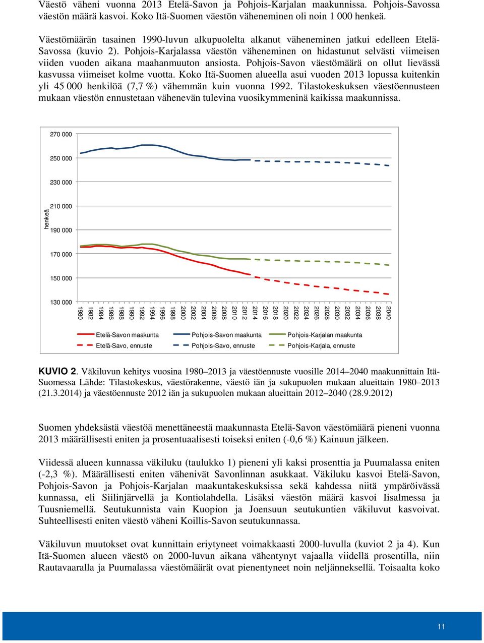 Pohjois-Karjalassa väestön väheneminen on hidastunut selvästi viimeisen viiden vuoden aikana maahanmuuton ansiosta. Pohjois-Savon väestömäärä on ollut lievässä kasvussa viimeiset kolme vuotta.
