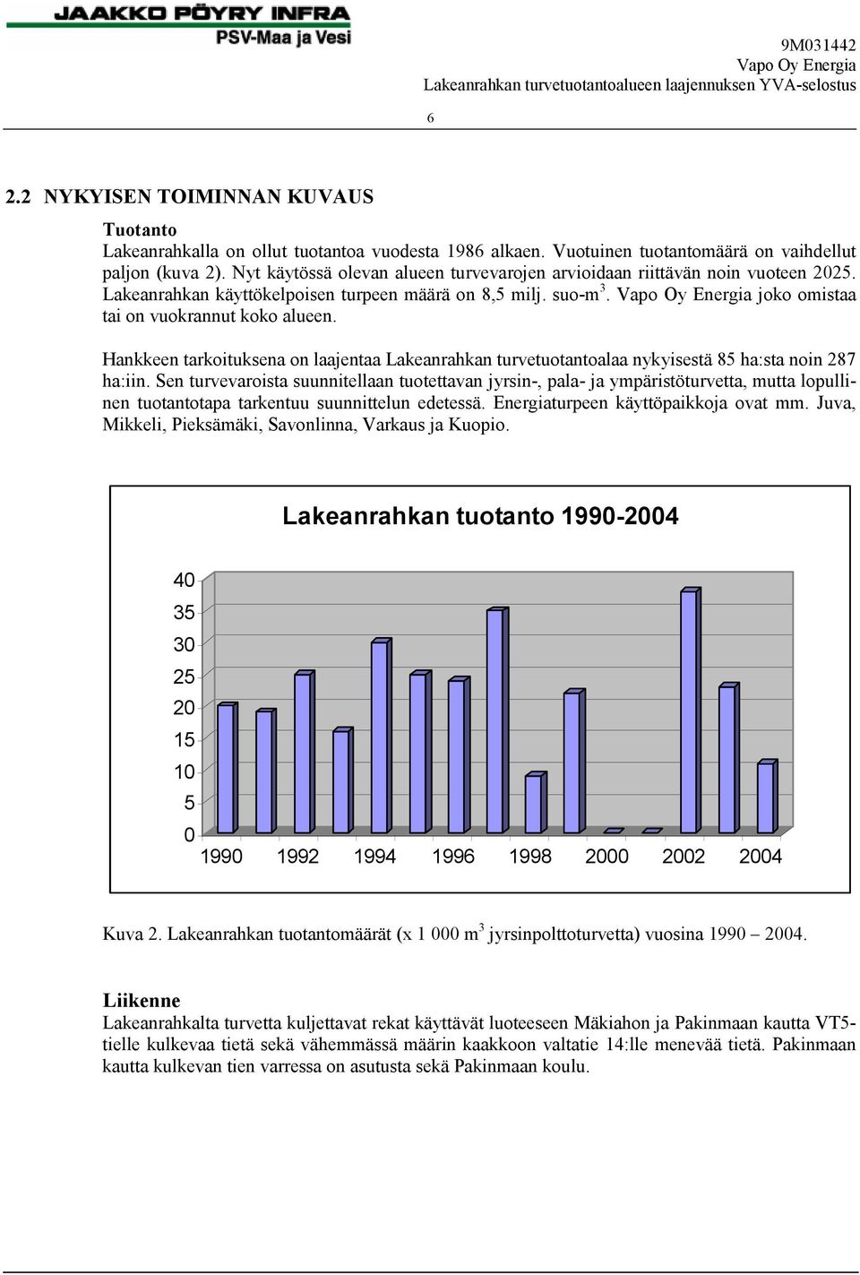 Vapo Oy Energia joko omistaa tai on vuokrannut koko alueen. Hankkeen tarkoituksena on laajentaa Lakeanrahkan turvetuotantoalaa nykyisestä 85 ha:sta noin 287 ha:iin.