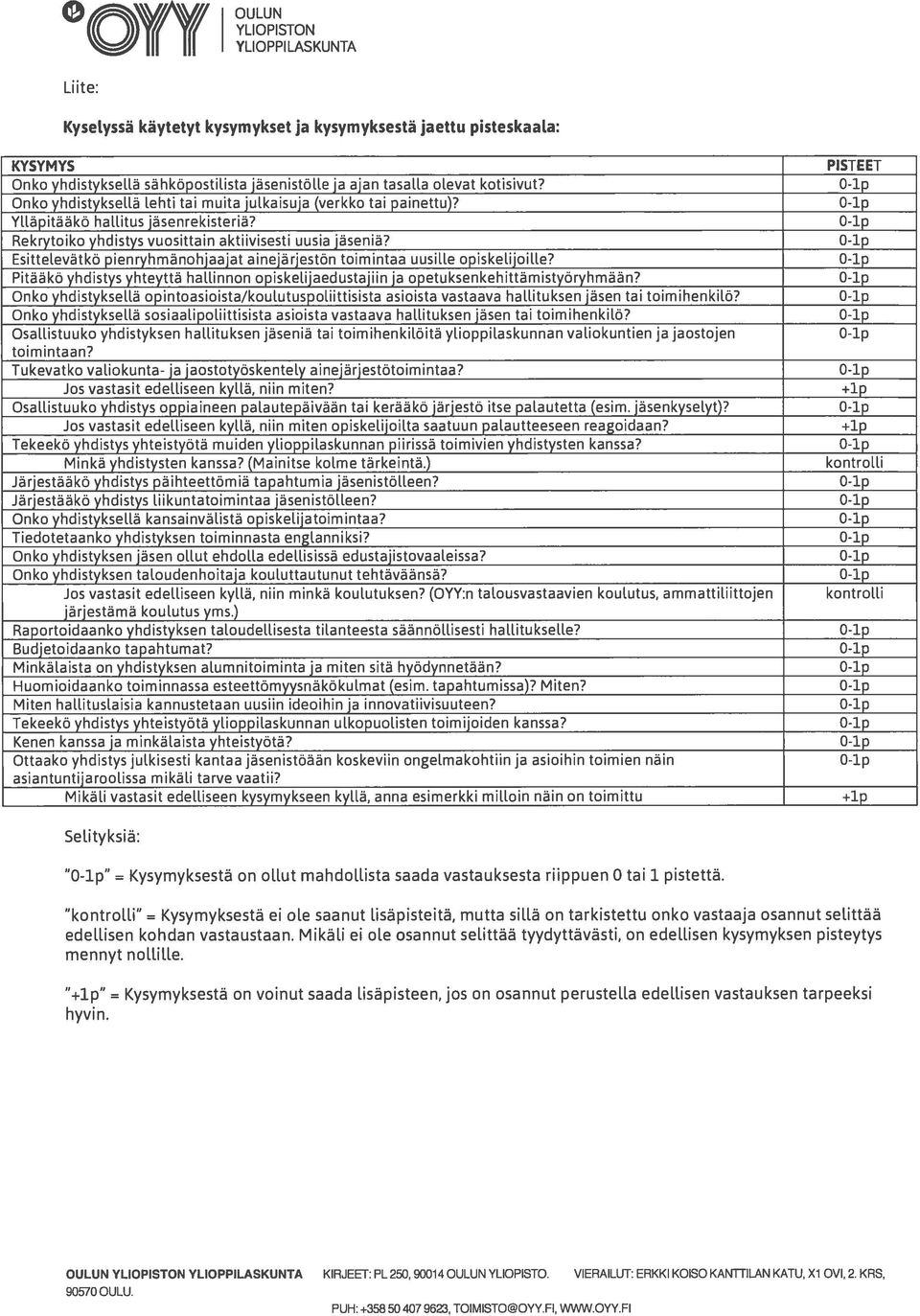 Esittelevätkö pienryhmänohjaajat ainejärjestön toimintaa uusille opiskelijoille? Pitääkö yhdistys yhteyttä hallinnon opiskelijaedustajiin ja opetuksenkehittämistyöryhmään?