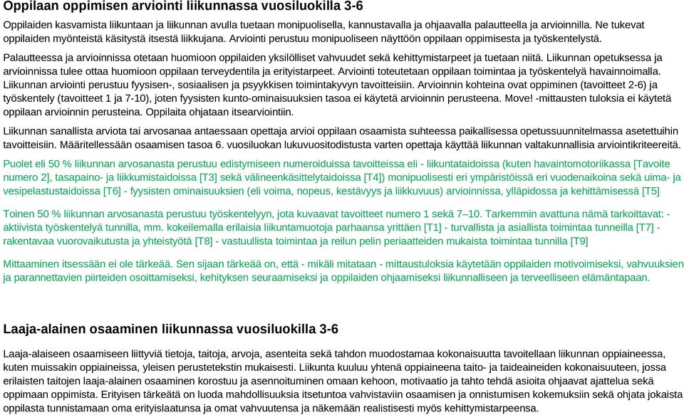 Palautteessa ja arvioinnissa otetaan huomioon oppilaiden yksilölliset vahvuudet sekä kehittymistarpeet ja tuetaan niitä.