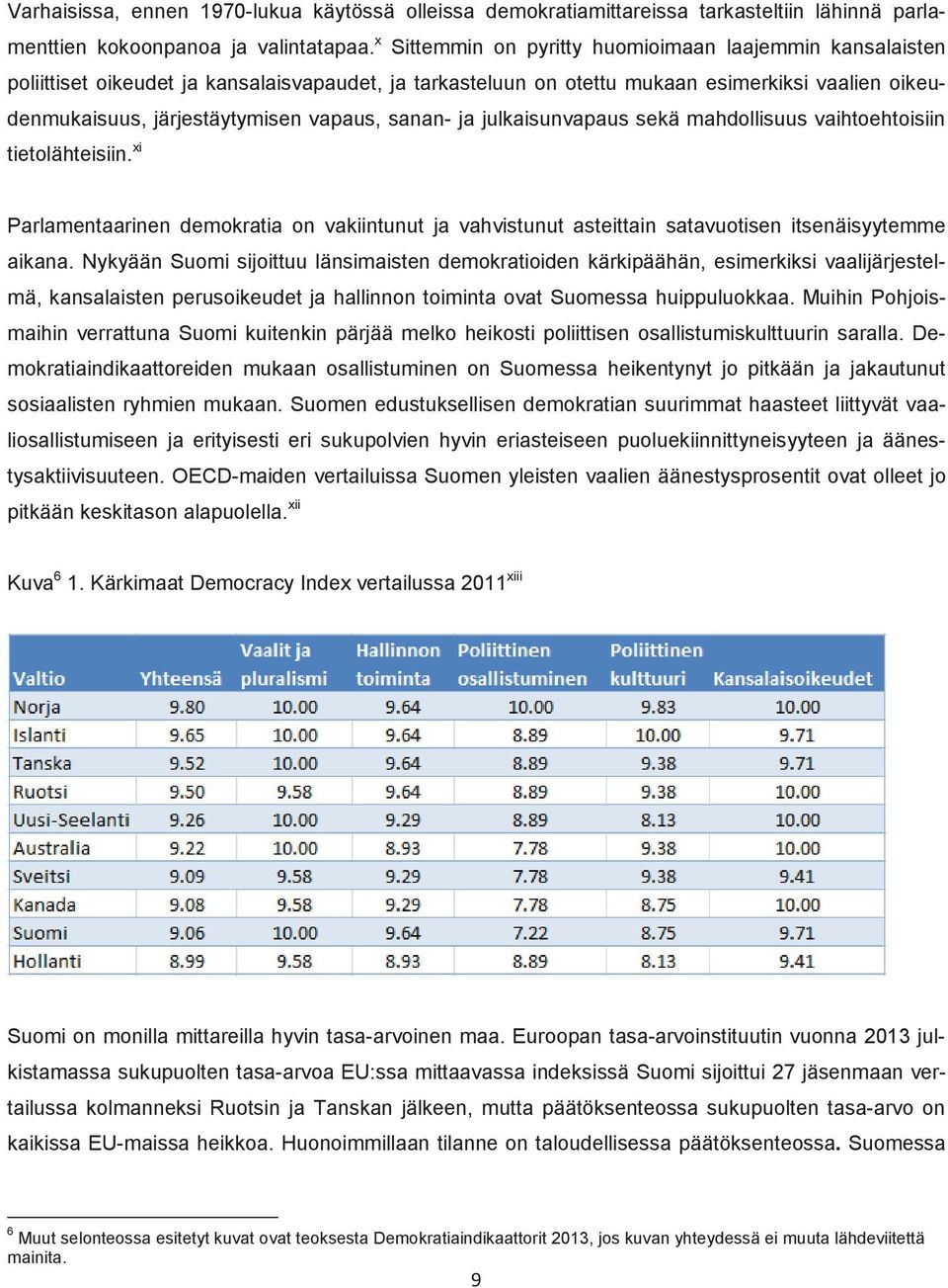 sanan- ja julkaisunvapaus sekä mahdollisuus vaihtoehtoisiin tietolähteisiin. xi Parlamentaarinen demokratia on vakiintunut ja vahvistunut asteittain satavuotisen itsenäisyytemme aikana.