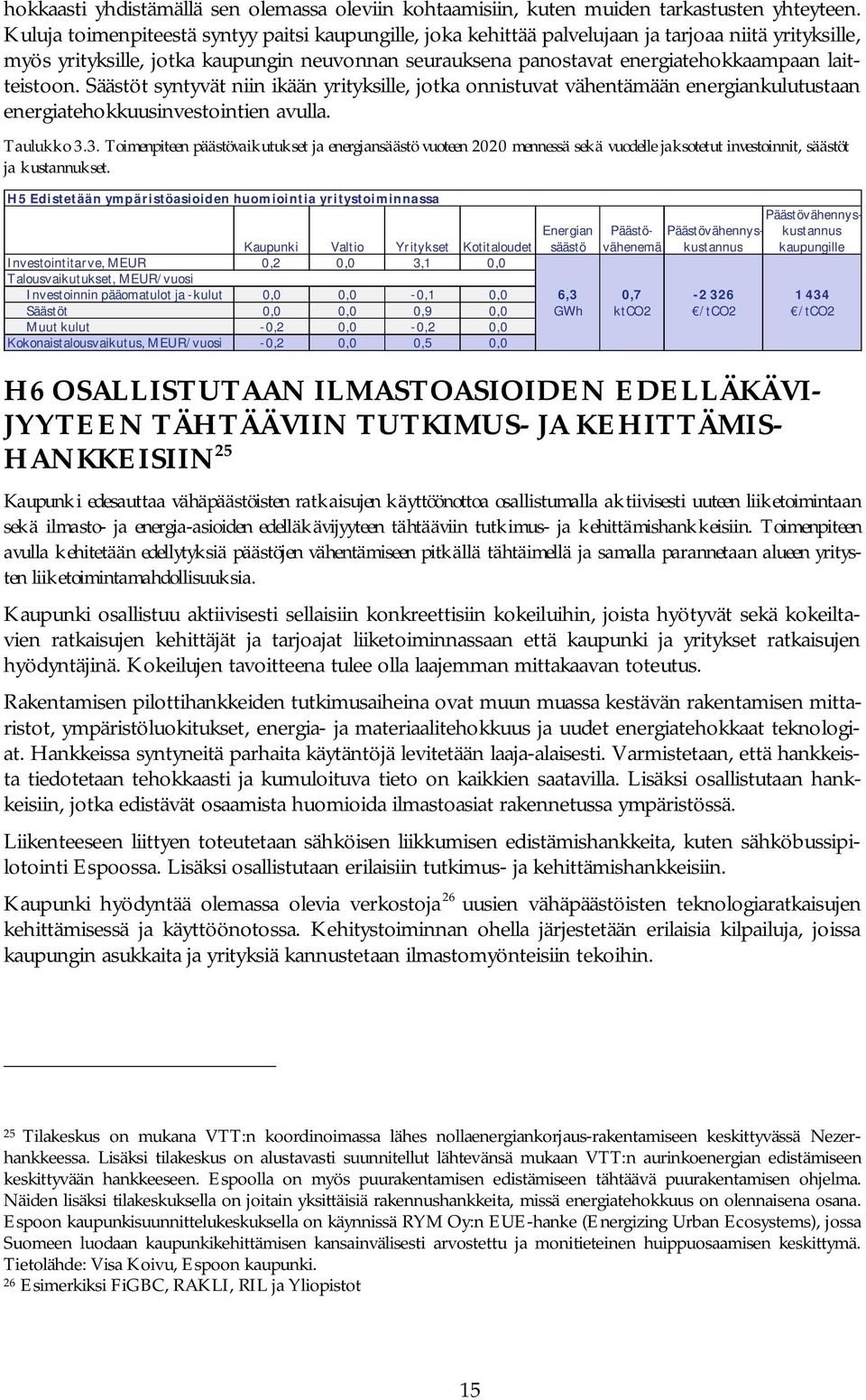 Säästöt syntyvät niin ikään yrityksille, jotka onnistuvat vähentämään energiankulutustaan energiatehokkuusinvestointien avulla. Taulukko 3.