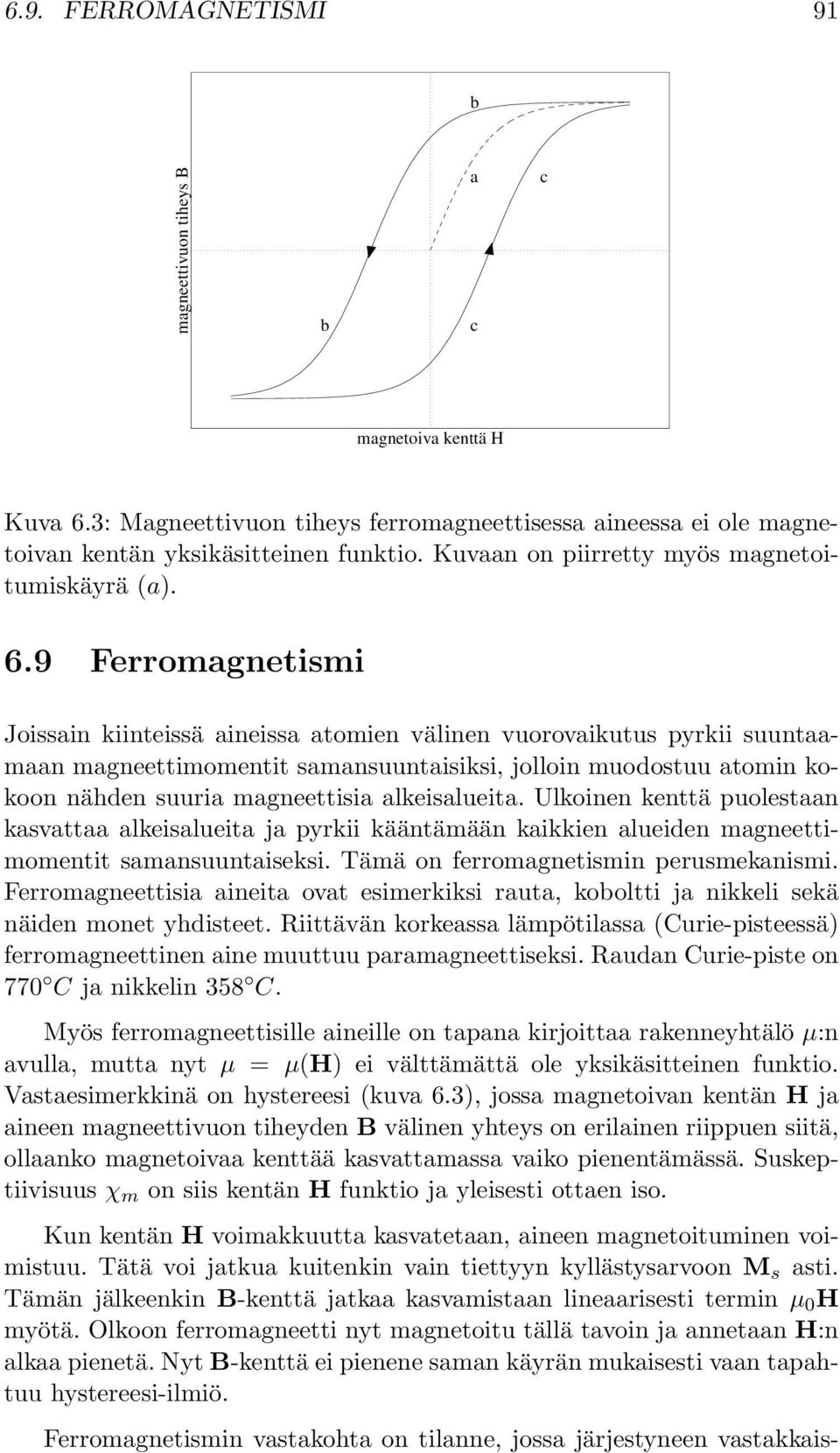 9 Ferromagnetismi Joissain kiinteissä aineissa atomien välinen vuorovaikutus pyrkii suuntaamaan magneettimomentit samansuuntaisiksi, jolloin muodostuu atomin kokoon nähden suuria magneettisia