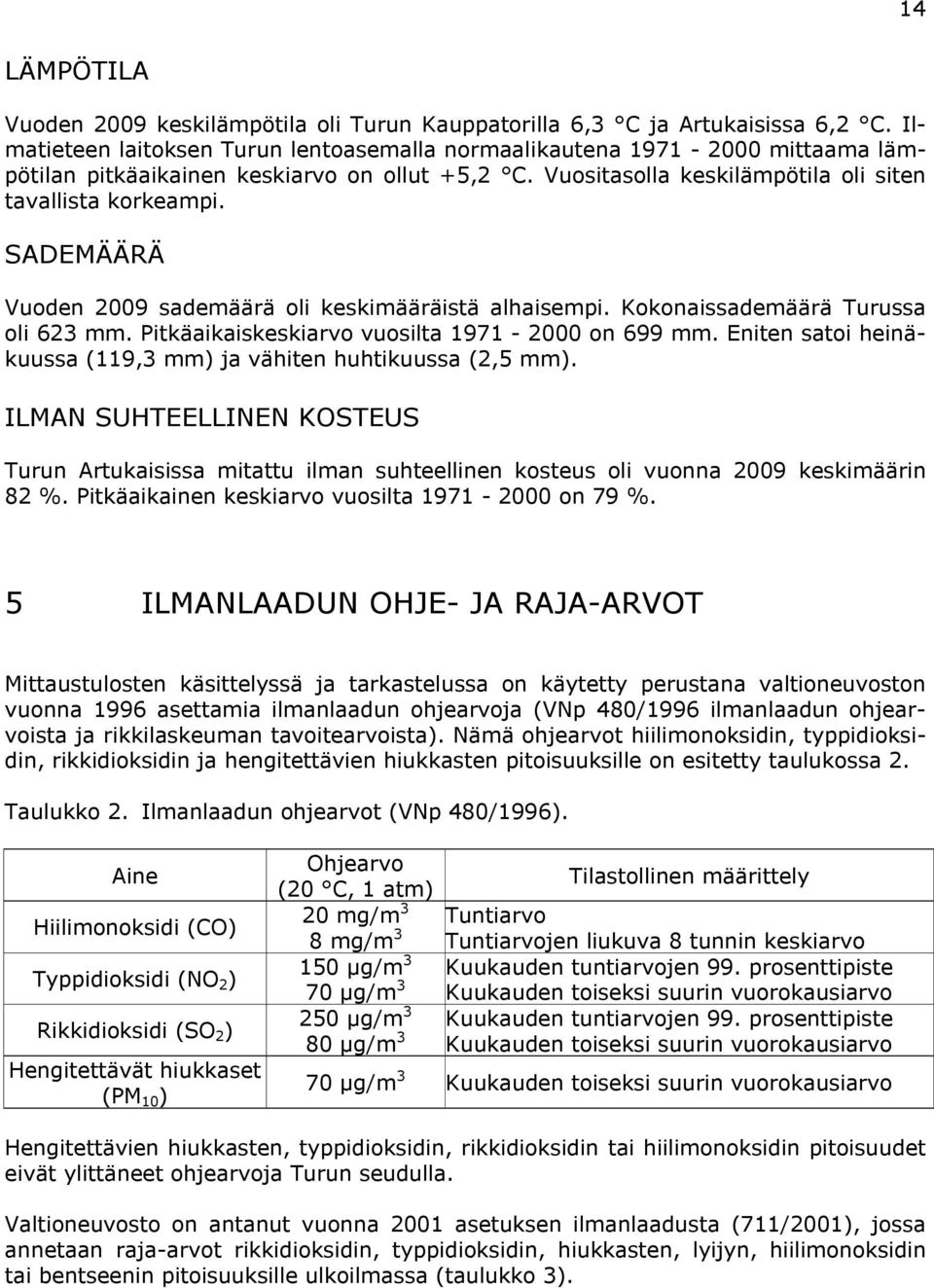 SADEMÄÄRÄ Vuoden 29 sademäärä oli keskimääräistä alhaisempi. Kokonaissademäärä Turussa oli 623 mm. Pitkäaikaiskeskiarvo vuosilta 1971-2 on 699 mm.