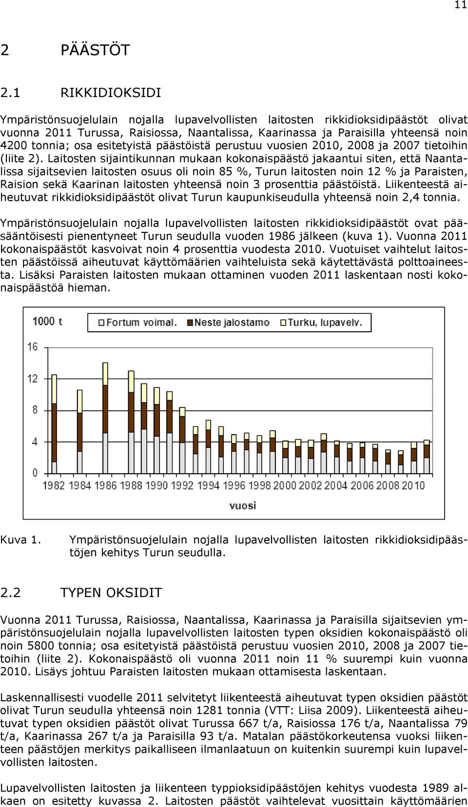 osa esitetyistä päästöistä perustuu vuosien 2010, 2008 ja 2007 tietoihin (liite 2).