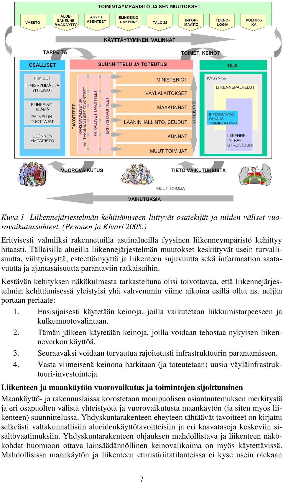 Tällaisilla alueilla liikennejärjestelmän muutokset keskittyvät usein turvallisuutta, viihtyisyyttä, esteettömyyttä ja liikenteen sujuvuutta sekä informaation saatavuutta ja ajantasaisuutta