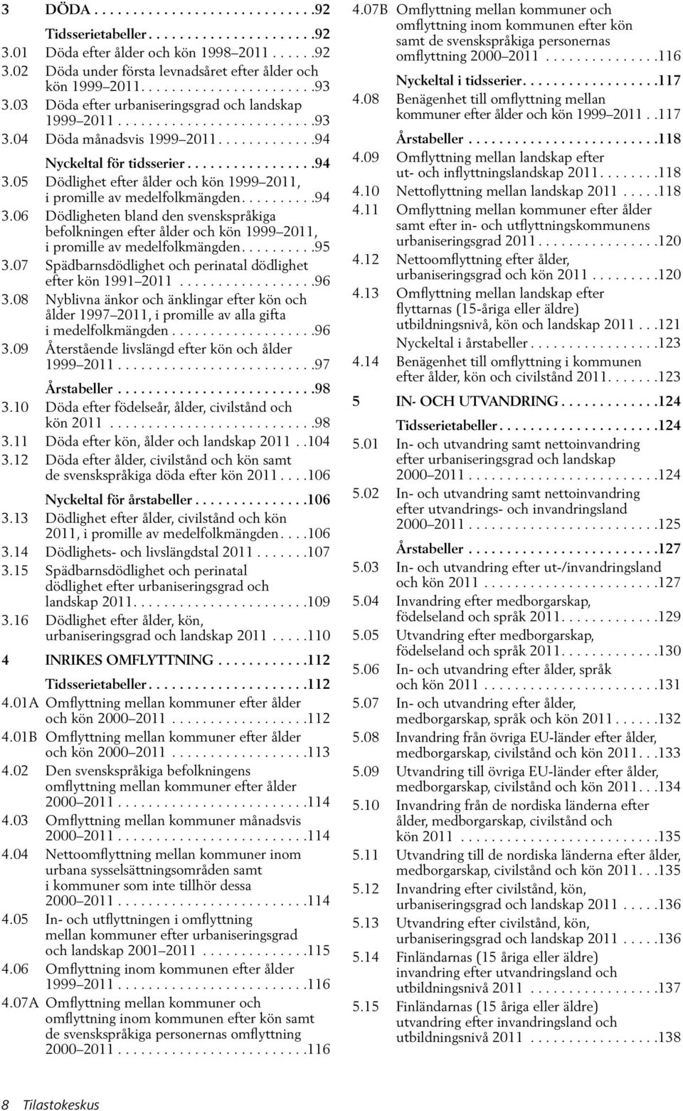 05 Dödlighet efter ålder och kön 1999 2011, i promille av medelfolkmängden..........94 3.