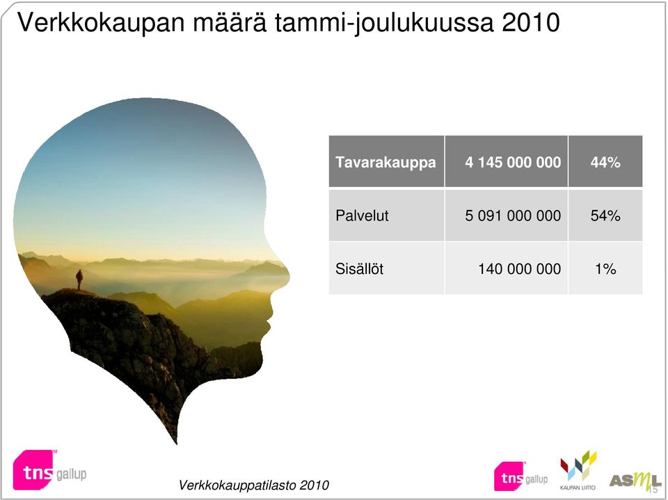 Palvelut 5 091 000 000 54% Sisällöt