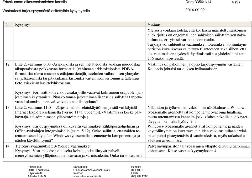 vaatimuksen täydestä täyttämisestä saa yhdeksän pistettä 756 maksimipisteestä. 12 Liite 2, vaatimus 6.