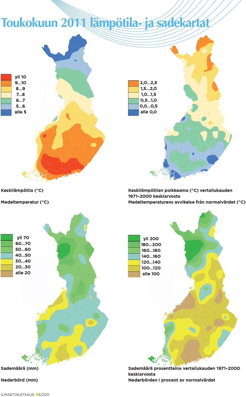 .., alle, Keskilämpötila ( C) Medeltemperatur ( C) Keskilämpötilan poikkeama ( C) vertailukauden 1971 keskiarvosta