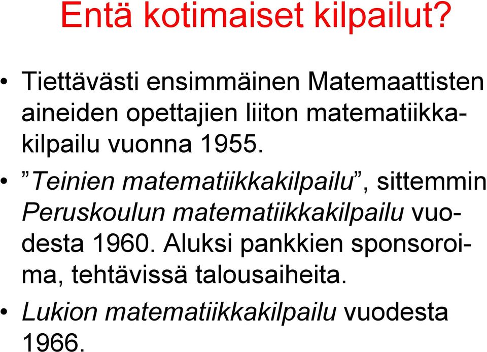 matematiikkakilpailu vuonna 1955.