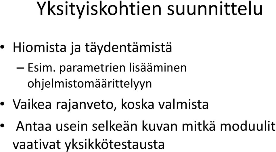 parametrien lisääminen ohjelmistomäärittelyyn