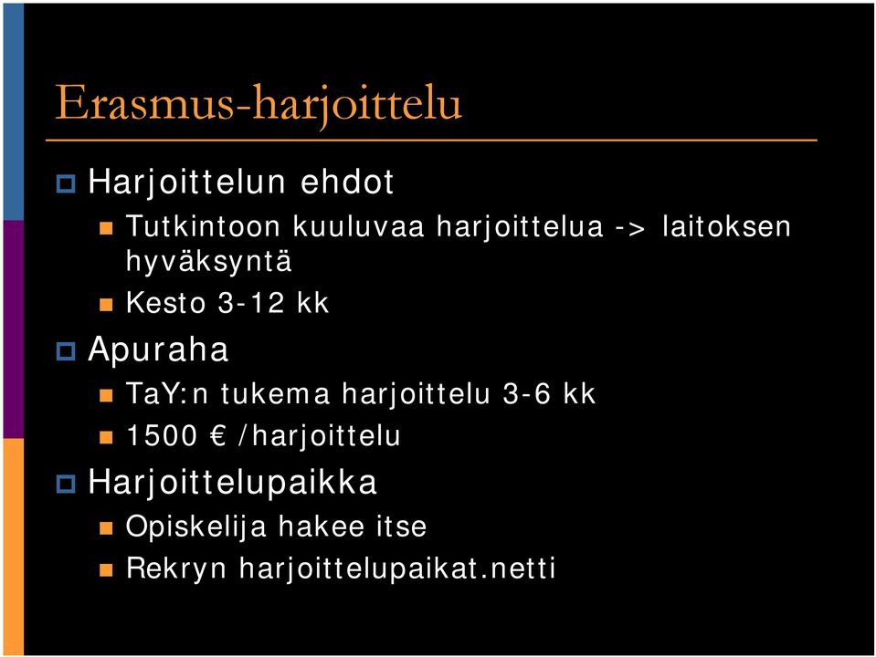 TaY:n tukema harjoittelu 3-6 kk 1500 /harjoittelu