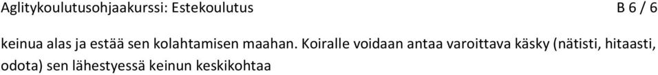 Koiralle voidaan antaa varoittava käsky