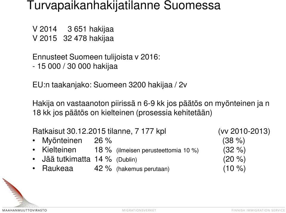 kk jos päätös on kielteinen (prosessia kehitetään) Ratkaisut 30.12.