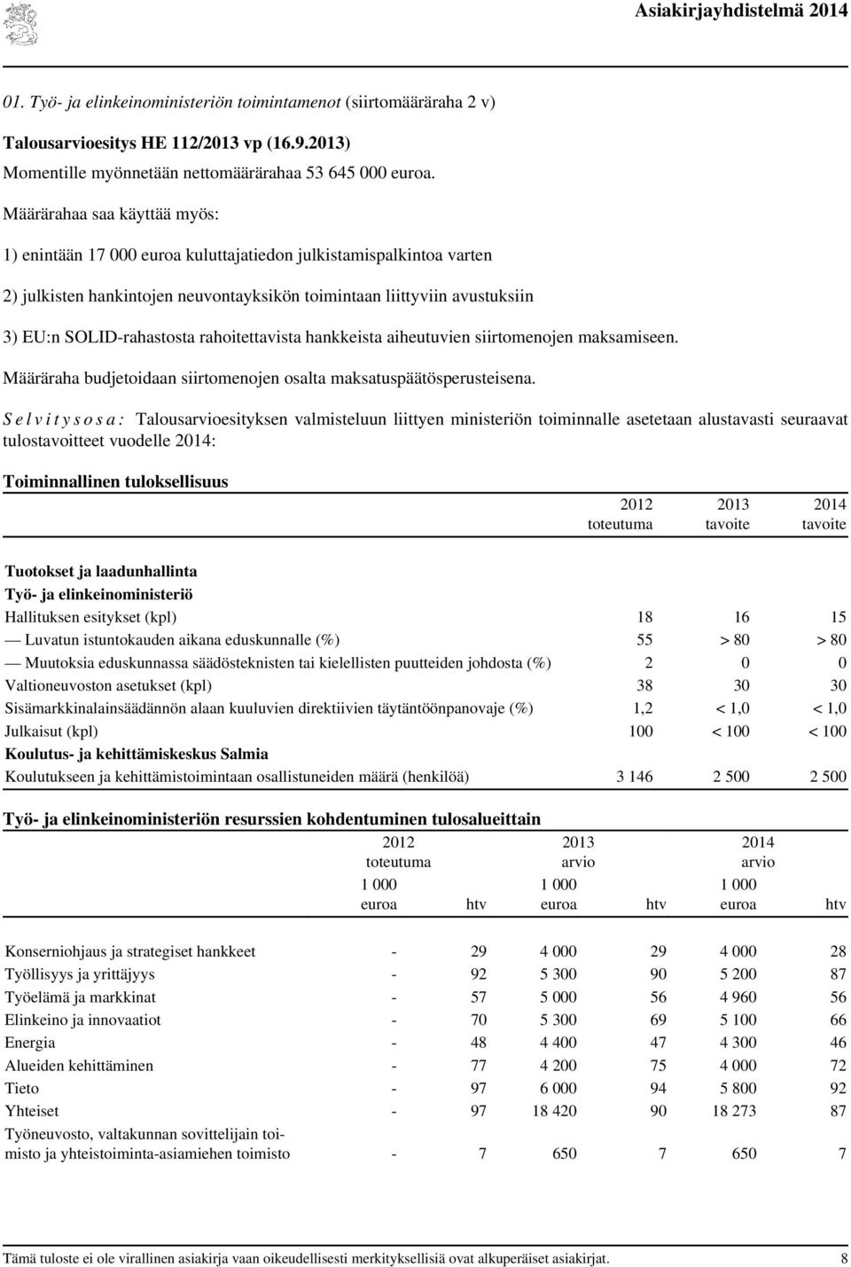 rahoitettavista hankkeista aiheutuvien siirtomenojen maksamiseen. Määräraha budjetoidaan siirtomenojen osalta maksatuspäätösperusteisena.