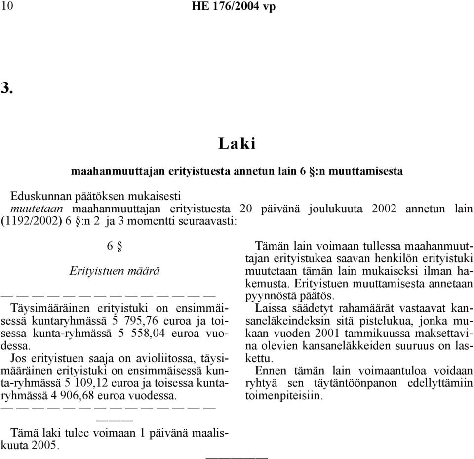 Jos erityistuen saaja on avioliitossa, täysimääräinen erityistuki on ensimmäisessä kunta-ryhmässä 5 109,12 euroa ja toisessa kuntaryhmässä 4 906,68 euroa vuodessa.