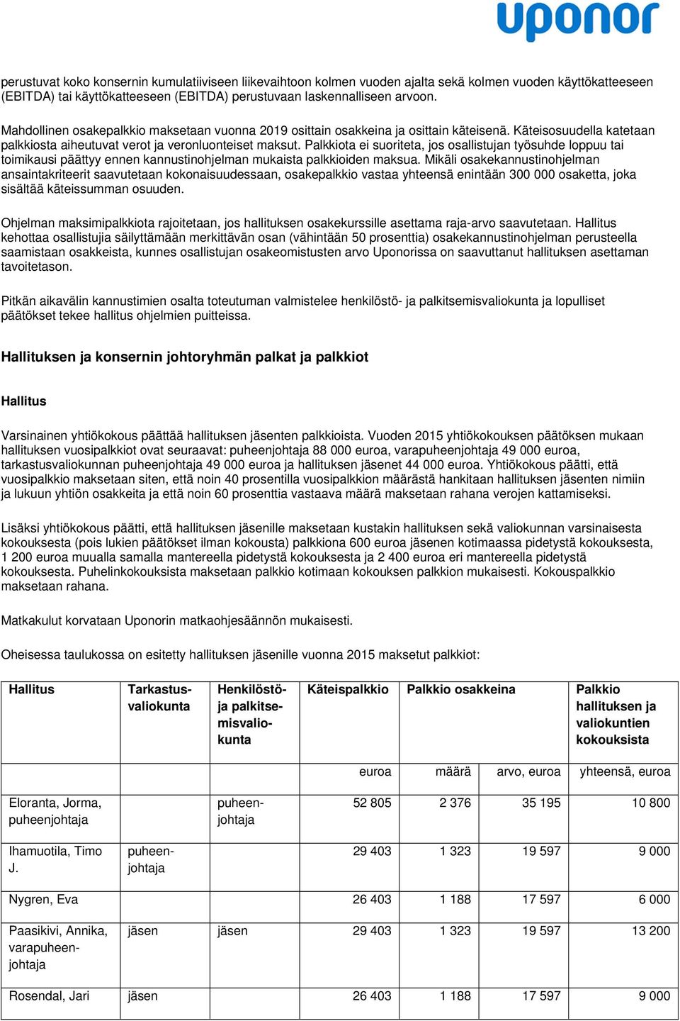 Palkkiota ei suoriteta, jos osallistujan työsuhde loppuu tai toimikausi päättyy ennen kannustinohjelman mukaista palkkioiden maksua.
