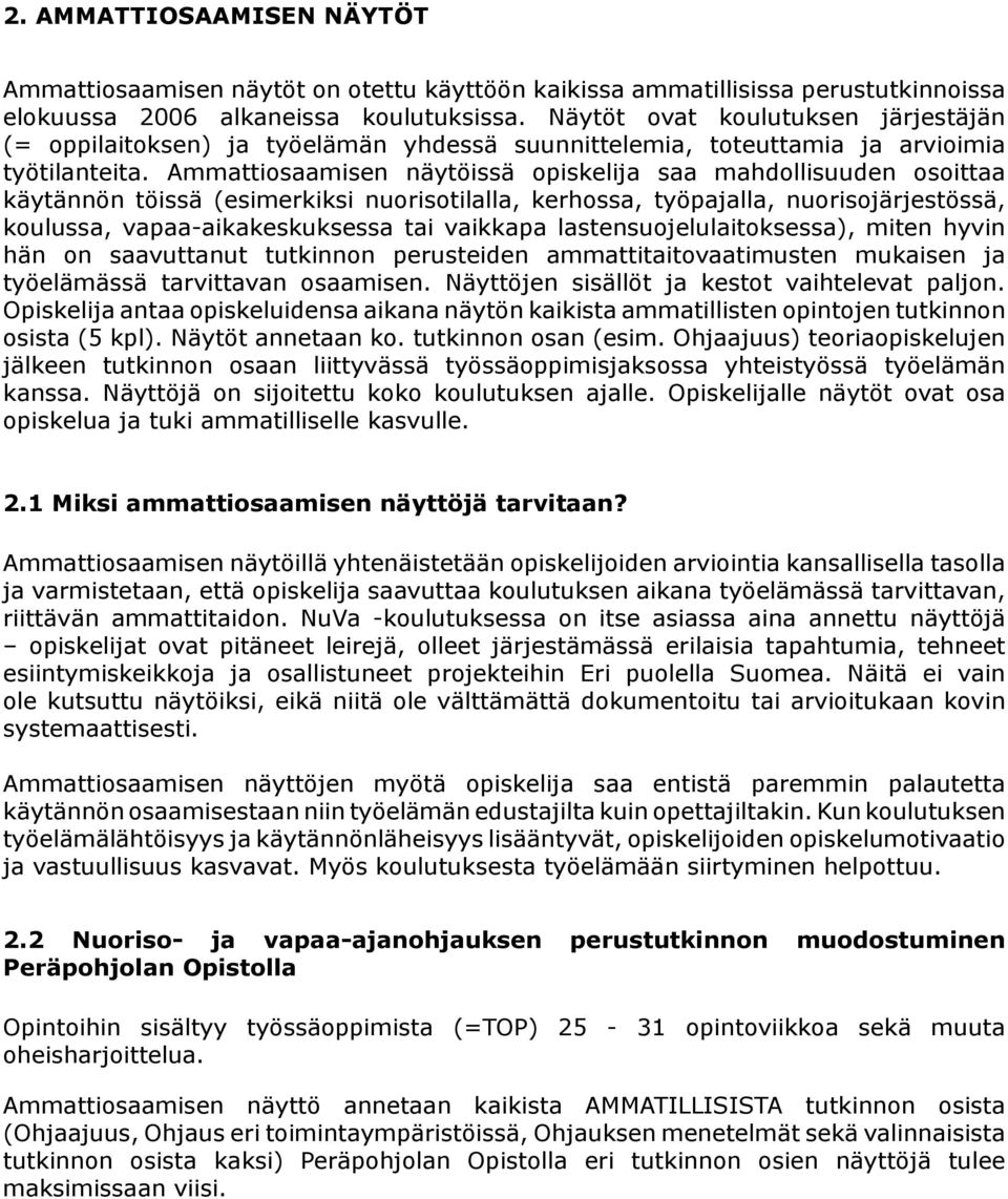 Ammattiosaamisen näytöissä opiskelija saa mahdollisuuden osoittaa käytännön töissä (esimerkiksi nuorisotilalla, kerhossa, työpajalla, nuorisojärjestössä, koulussa, vapaa-aikakeskuksessa tai vaikkapa