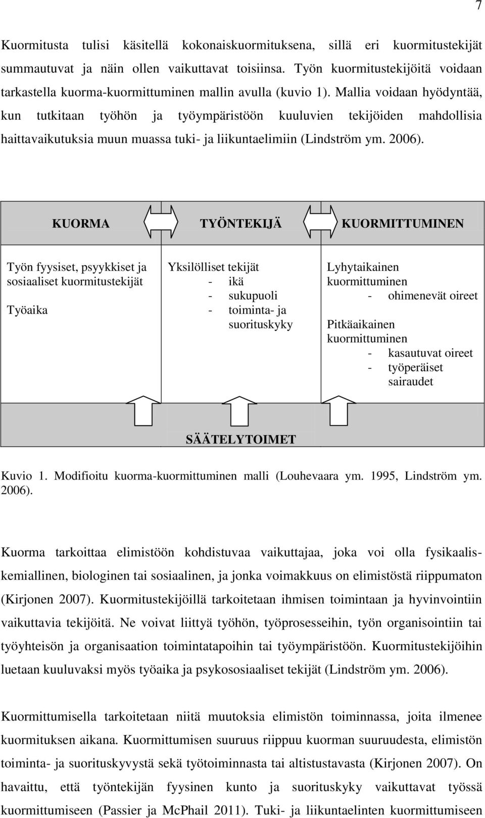 Mallia voidaan hyödyntää, kun tutkitaan työhön ja työympäristöön kuuluvien tekijöiden mahdollisia haittavaikutuksia muun muassa tuki- ja liikuntaelimiin (Lindström ym. 2006).