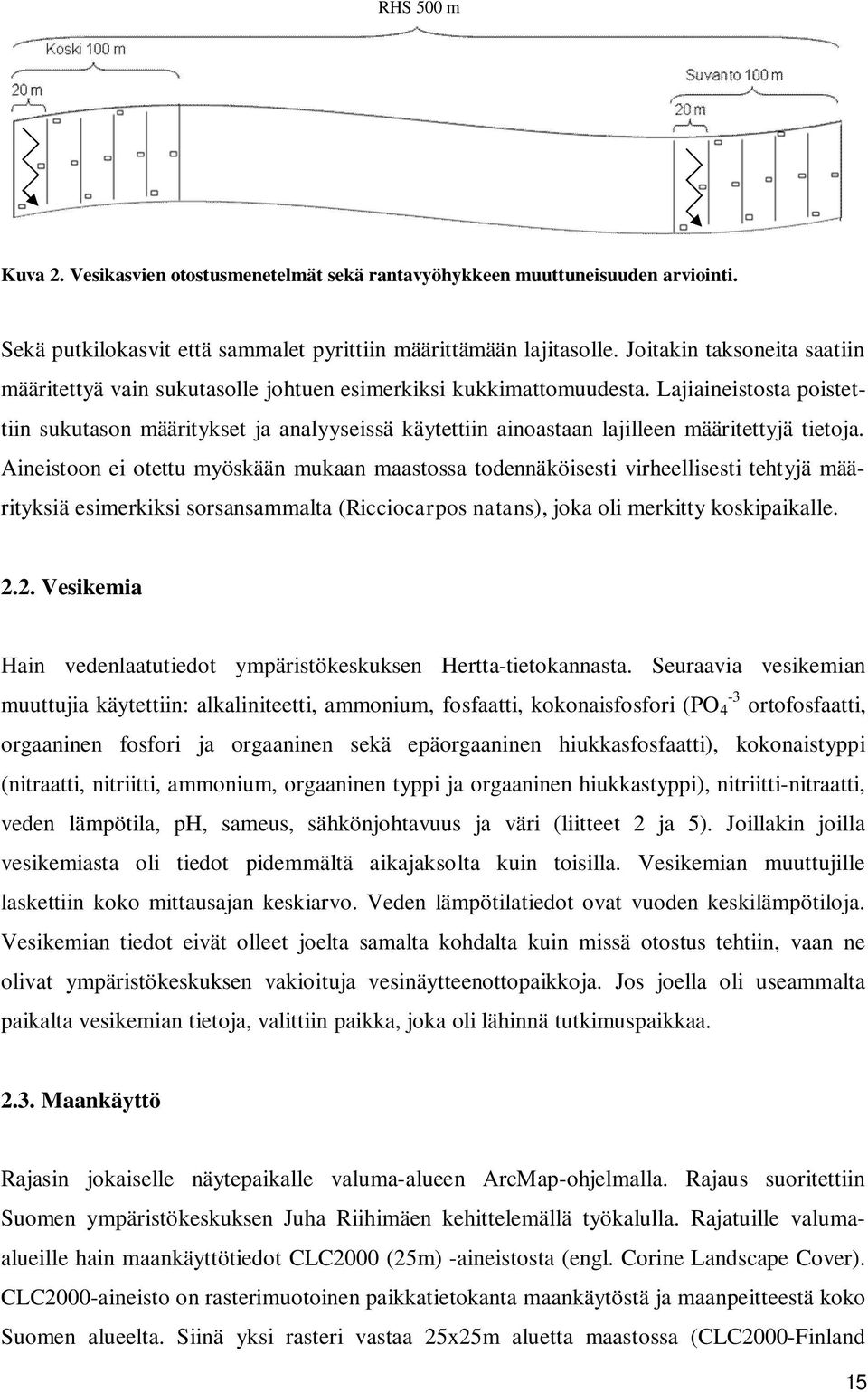 Lajiaineistosta poistettiin sukutason määritykset ja analyyseissä käytettiin ainoastaan lajilleen määritettyjä tietoja.