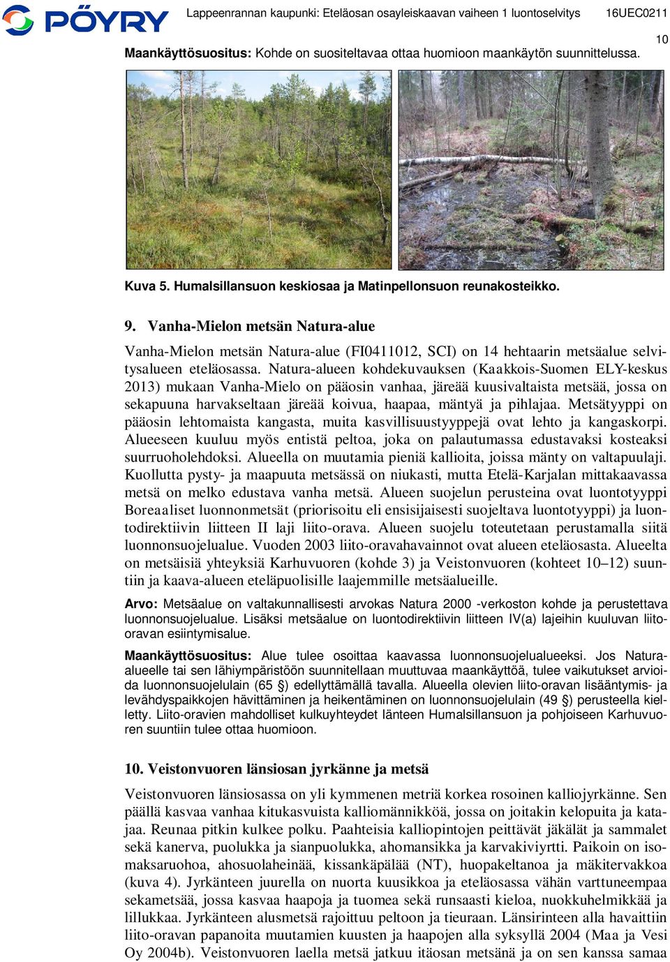 Natura-alueen kohdekuvauksen (Kaakkois-Suomen ELY-keskus 2013) mukaan Vanha-Mielo on pääosin vanhaa, järeää kuusivaltaista metsää, jossa on sekapuuna harvakseltaan järeää koivua, haapaa, mäntyä ja