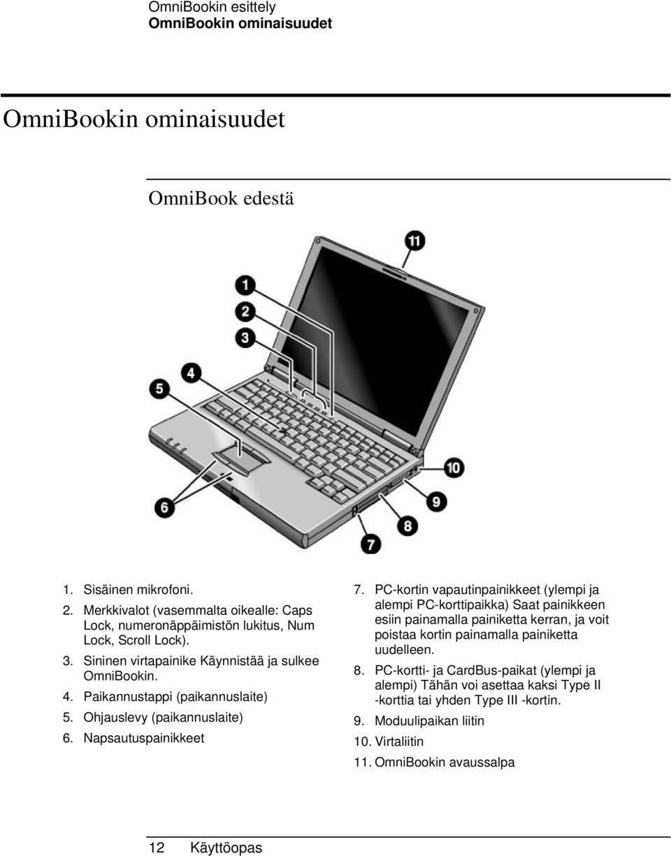 Paikannustappi (paikannuslaite) 5. Ohjauslevy (paikannuslaite) 6. Napsautuspainikkeet 7.