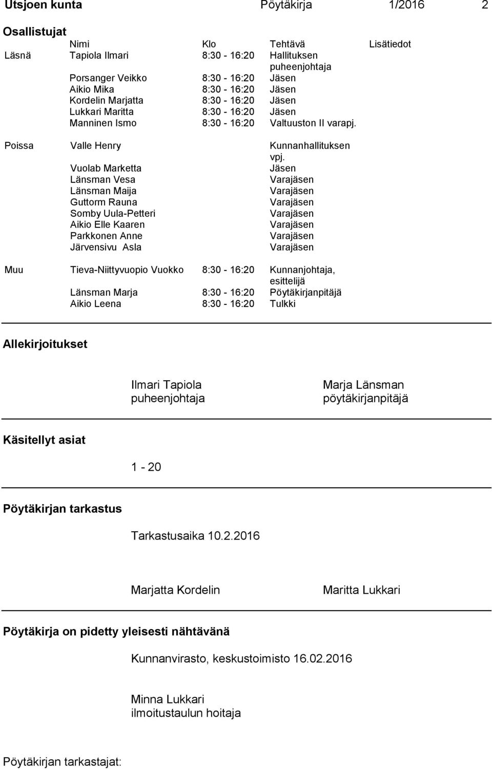 Vuolab Marketta Jäsen Länsman Vesa Varajäsen Länsman Maija Varajäsen Guttorm Rauna Varajäsen Somby Uula-Petteri Varajäsen Aikio Elle Kaaren Varajäsen Parkkonen Anne Varajäsen Järvensivu Asla