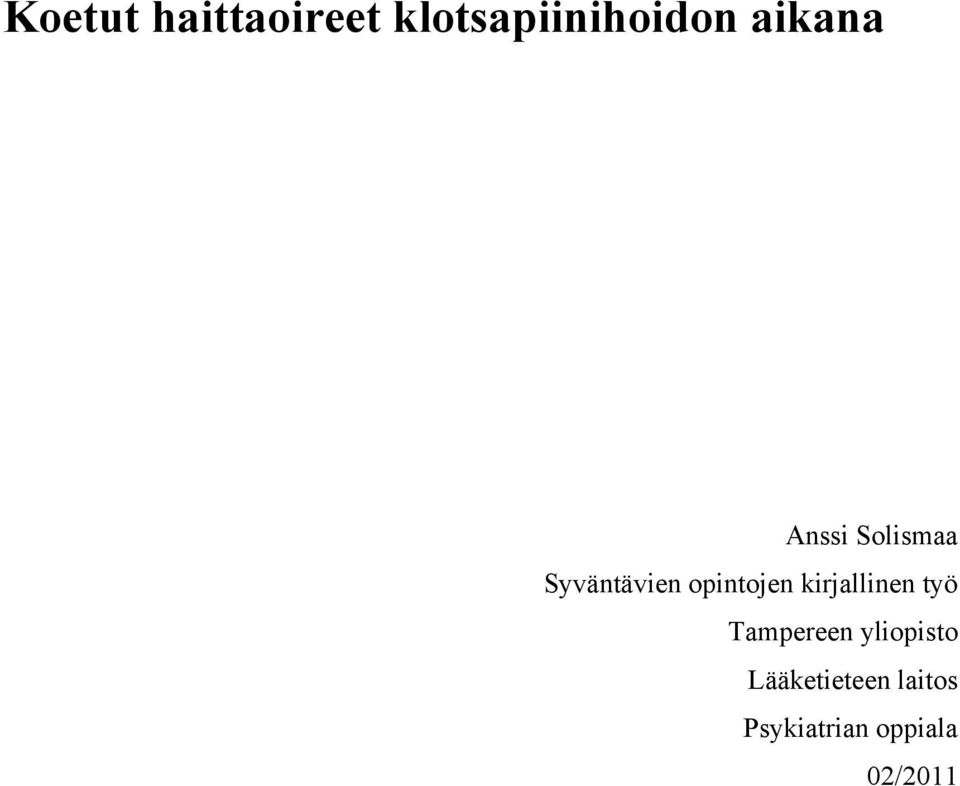 opintojen kirjallinen työ Tampereen