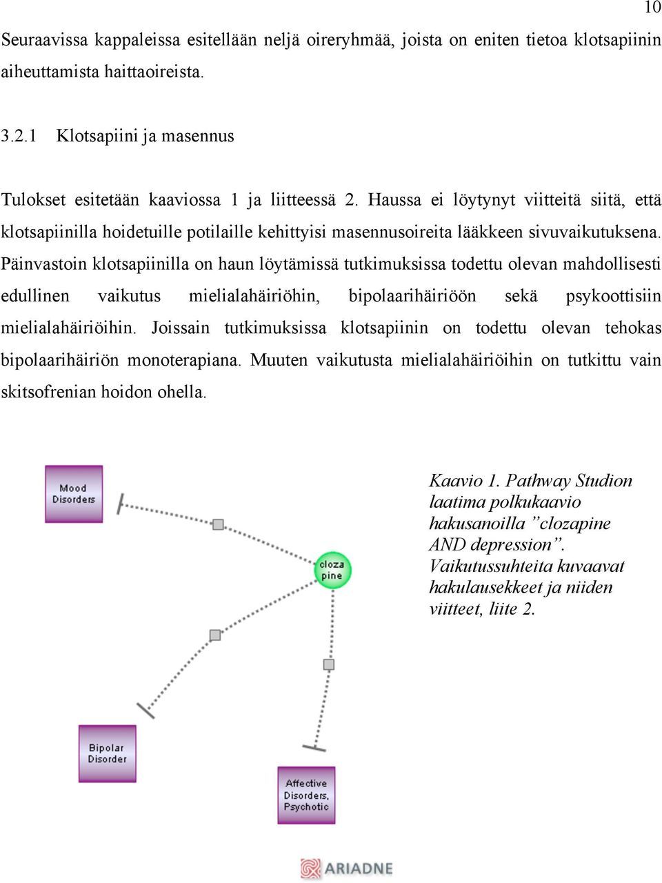 Päinvastoin klotsapiinilla on haun löytämissä tutkimuksissa todettu olevan mahdollisesti edullinen vaikutus mielialahäiriöhin, bipolaarihäiriöön sekä psykoottisiin mielialahäiriöihin.