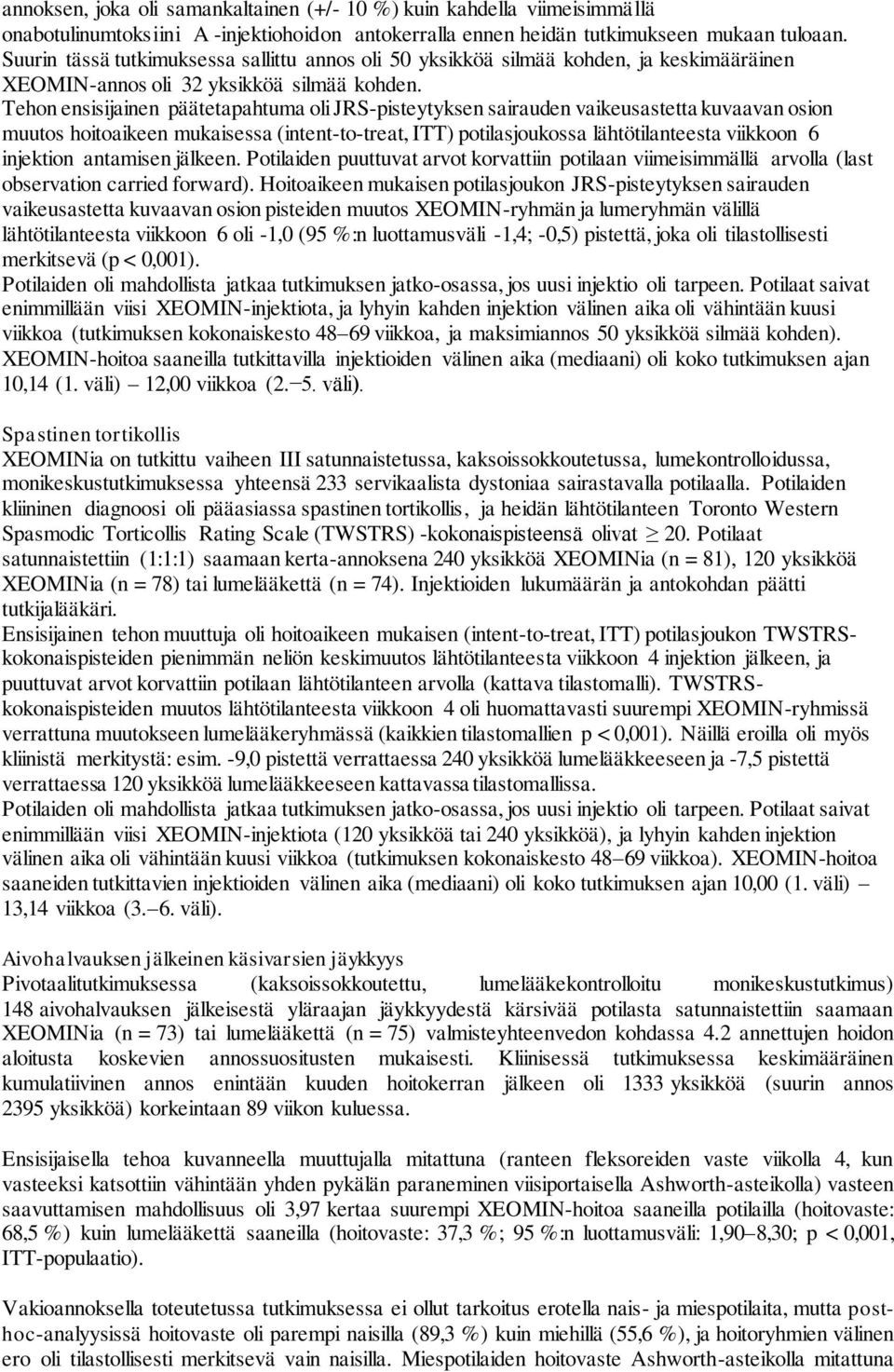 Tehon ensisijainen päätetapahtuma oli JRS-pisteytyksen sairauden vaikeusastetta kuvaavan osion muutos hoitoaikeen mukaisessa (intent-to-treat, ITT) potilasjoukossa lähtötilanteesta viikkoon 6