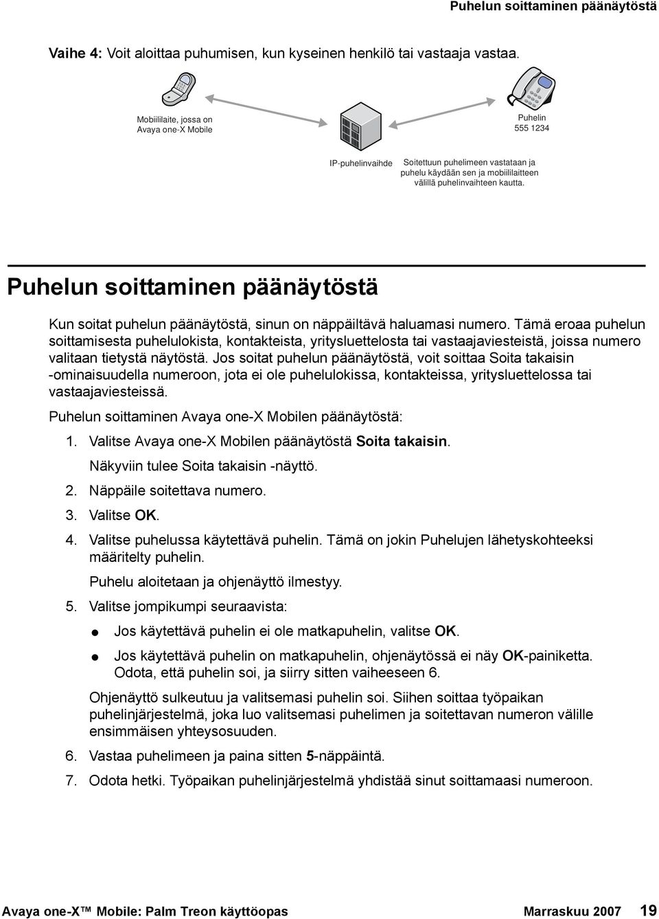 Puhelun soittaminen päänäytöstä Kun soitat puhelun päänäytöstä, sinun on näppäiltävä haluamasi numero.