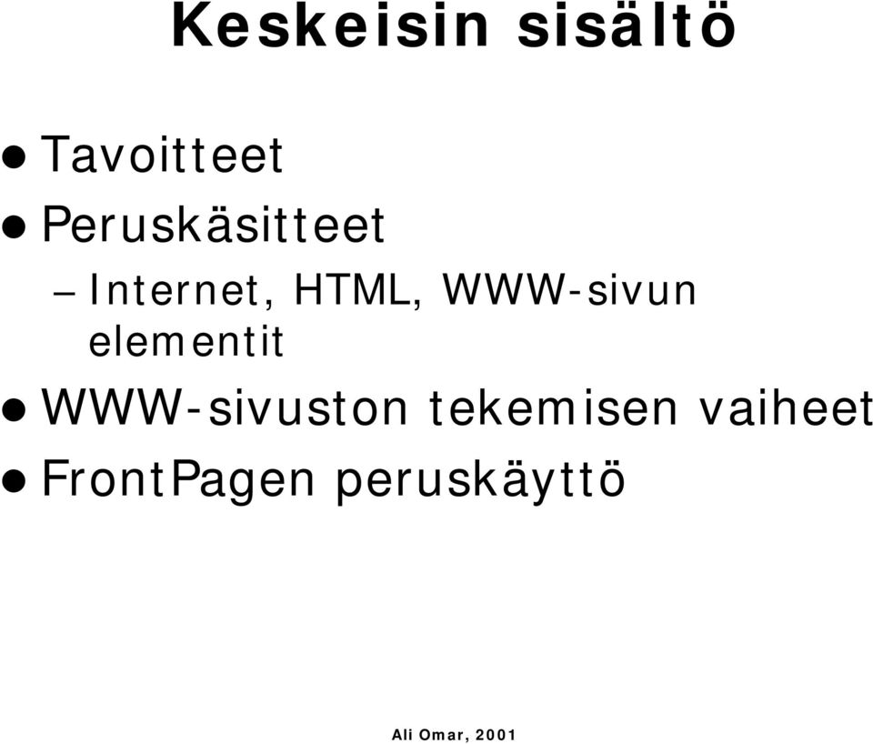 WWW-sivun elementit WWW-sivuston