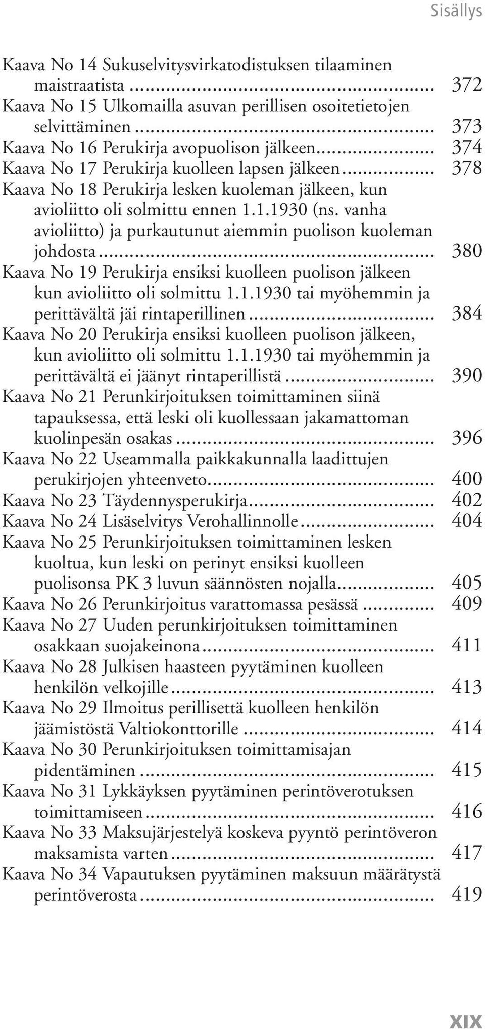 vanha avioliitto) ja purkautunut aiemmin puolison kuoleman johdosta... 380 Kaava No 19 Perukirja ensiksi kuolleen puolison jälkeen kun avioliitto oli solmittu 1.1.1930 tai myöhemmin ja perittävältä jäi rintaperillinen.