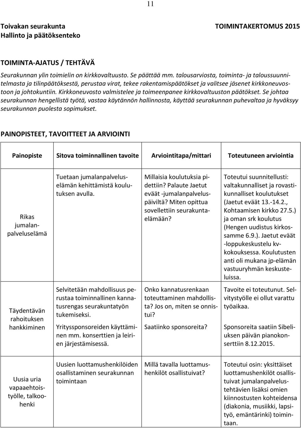 Kirkkoneuvosto valmistelee ja toimeenpanee kirkkovaltuuston päätökset.