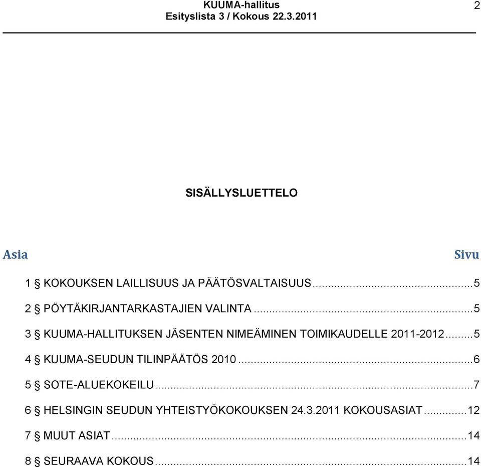 .. 5 3 KUUMA-HALLITUKSEN JÄSENTEN NIMEÄMINEN TOIMIKAUDELLE 2011-2012.