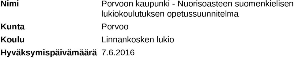 lukiokoulutuksen opetussuunnitelma